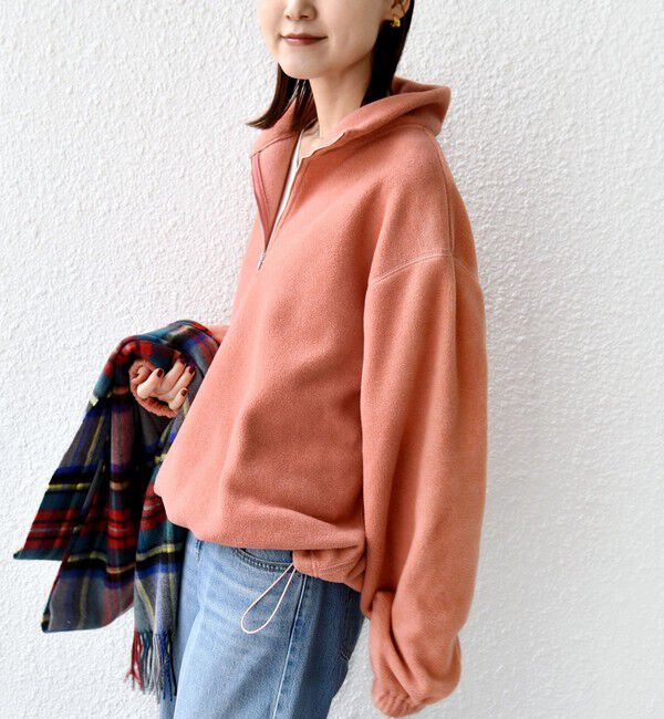 SHIPS for women「〈洗濯機可能〉フリース 裾 ドロスト ハーフ ジップ プルオーバー」|Tシャツ・カットソー|