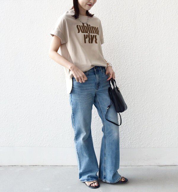 SHIPS for women「【WEB限定】オーガニック コットン ロゴ フレンチスリーブ TEE」|Tシャツ・カットソー|