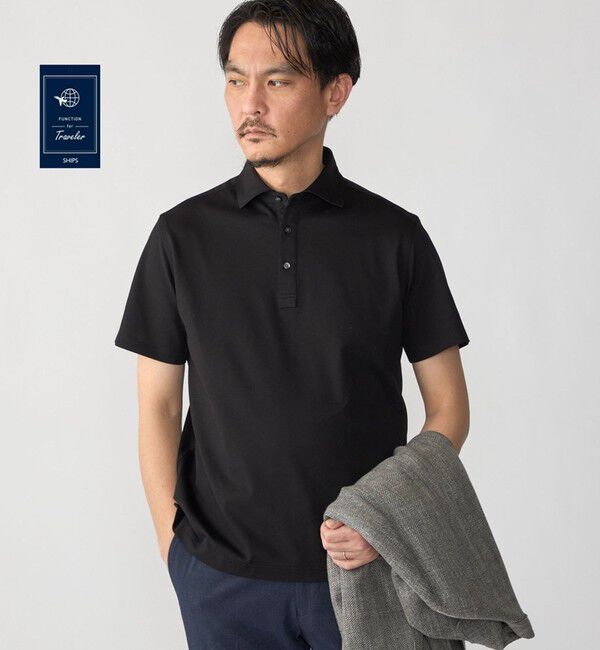 SHIPS「SHIPS:〈接触冷感〉I Cotoni di Albini ショート スリーブ ポロシャツ」|ポロシャツ|ブラック