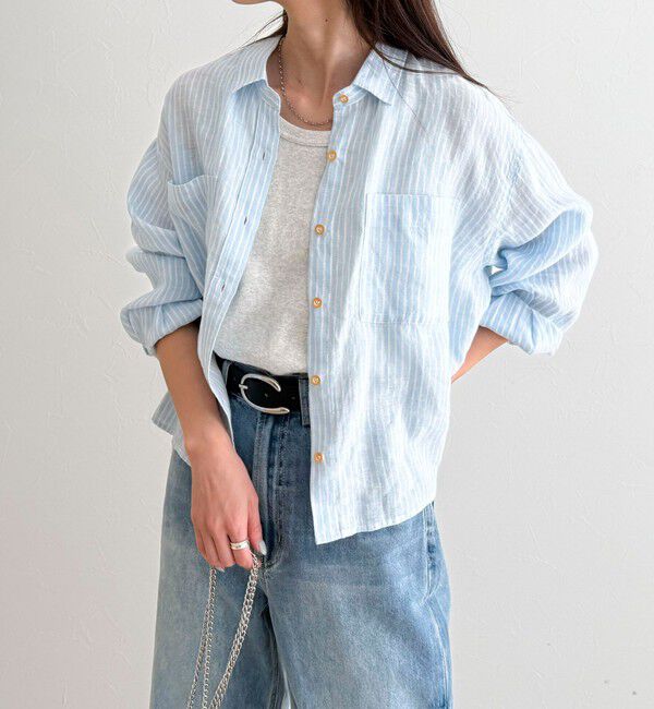 fredy emue「LINEN100 クロップドシャツ」|シャツ・ブラウス|
