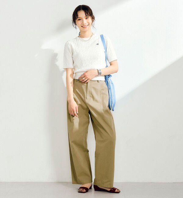 fredy emue「【WEB限定/大人気シリーズ】FR刺しゅうケーブル柄半袖プルオーバーニット」|ニット・セーター|
