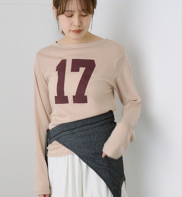  「ナンバリングロンＴ」|Tシャツ・カットソー|ベージュ