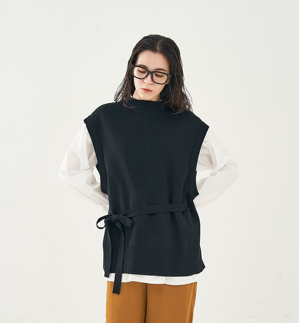 collex「ベルト付バックスリットニットベスト」|ベスト・ジレ|