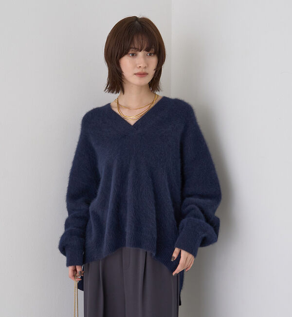 Rouge vif「フォックスウールVネックスリットニットプルオーバー」|ニット・セーター|