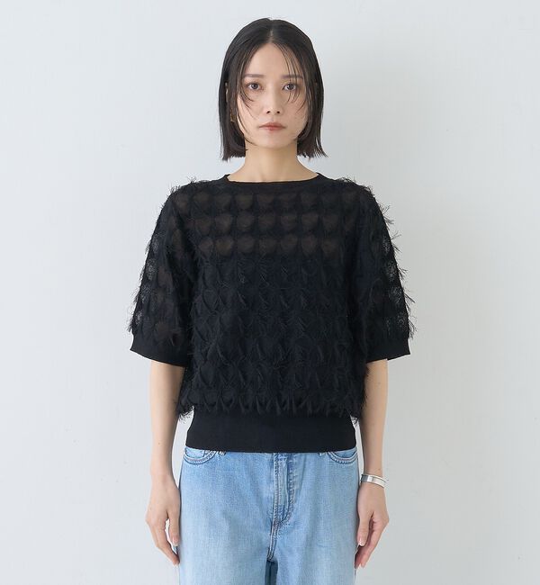 Rouge vif「ドットシアーフリンジニット」|ニット・セーター|
