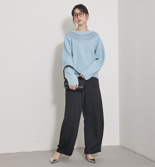 qualite「【気品あるツヤ感】ジョーゼットサテンワイドパンツ」|その他|