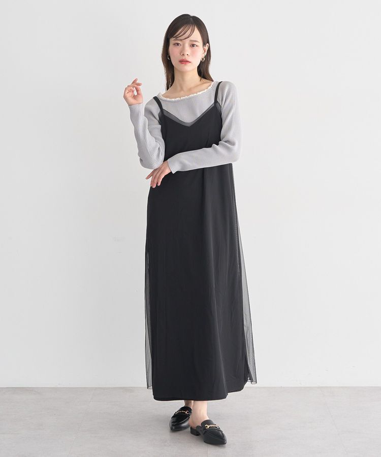 earth music&ecology「SET2点チュール＆キャミワンピース」|ワンピース|Black