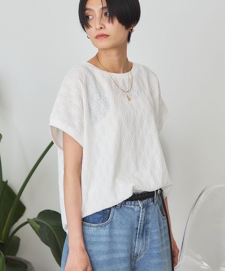 AMERICAN HOLIC「フレンチスリーブ総レースプルオーバー」|Tシャツ・カットソー|Off White