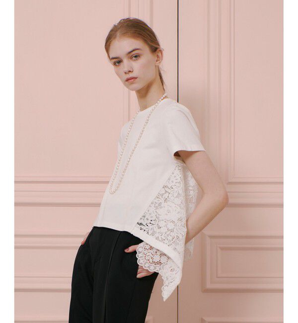 LOULOU WILLOUGHBY「【LOULOU WILLOUGHBY】レースドッキングプルオーバーブラウス」|Tシャツ・カットソー|