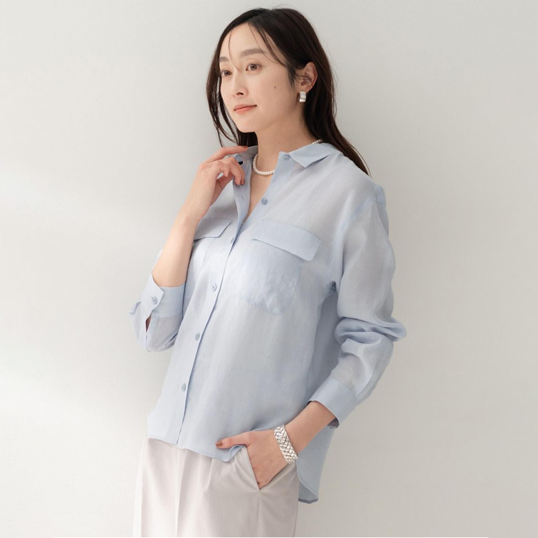UNTITLED「【接触冷感】ドライタッチシャツ」|シャツ・ブラウス|サックスブルー(09