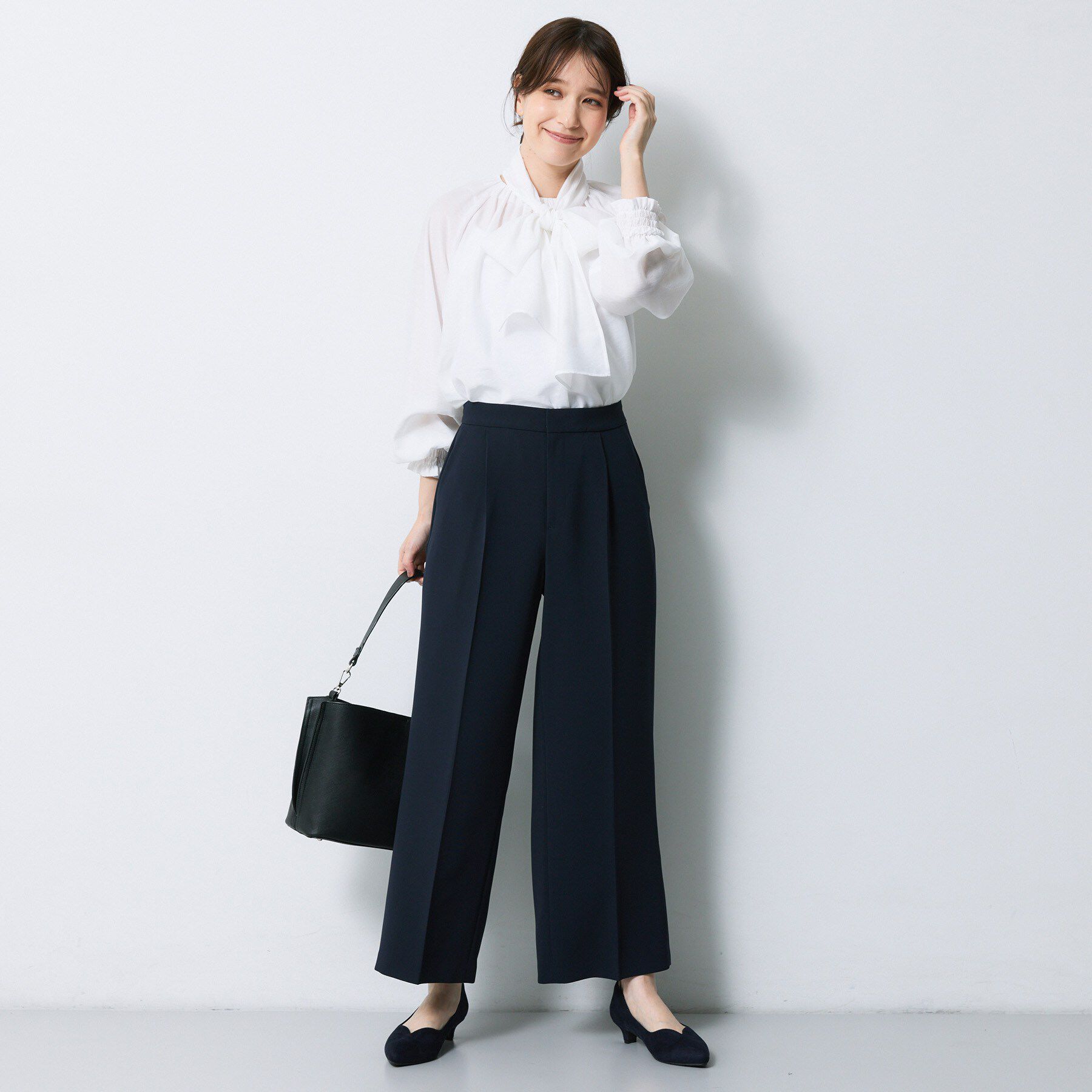 Reflect「【SS-4Lサイズ／通勤／セレモニー／セットアップ可】タック入りワイドパンツ」|その他|