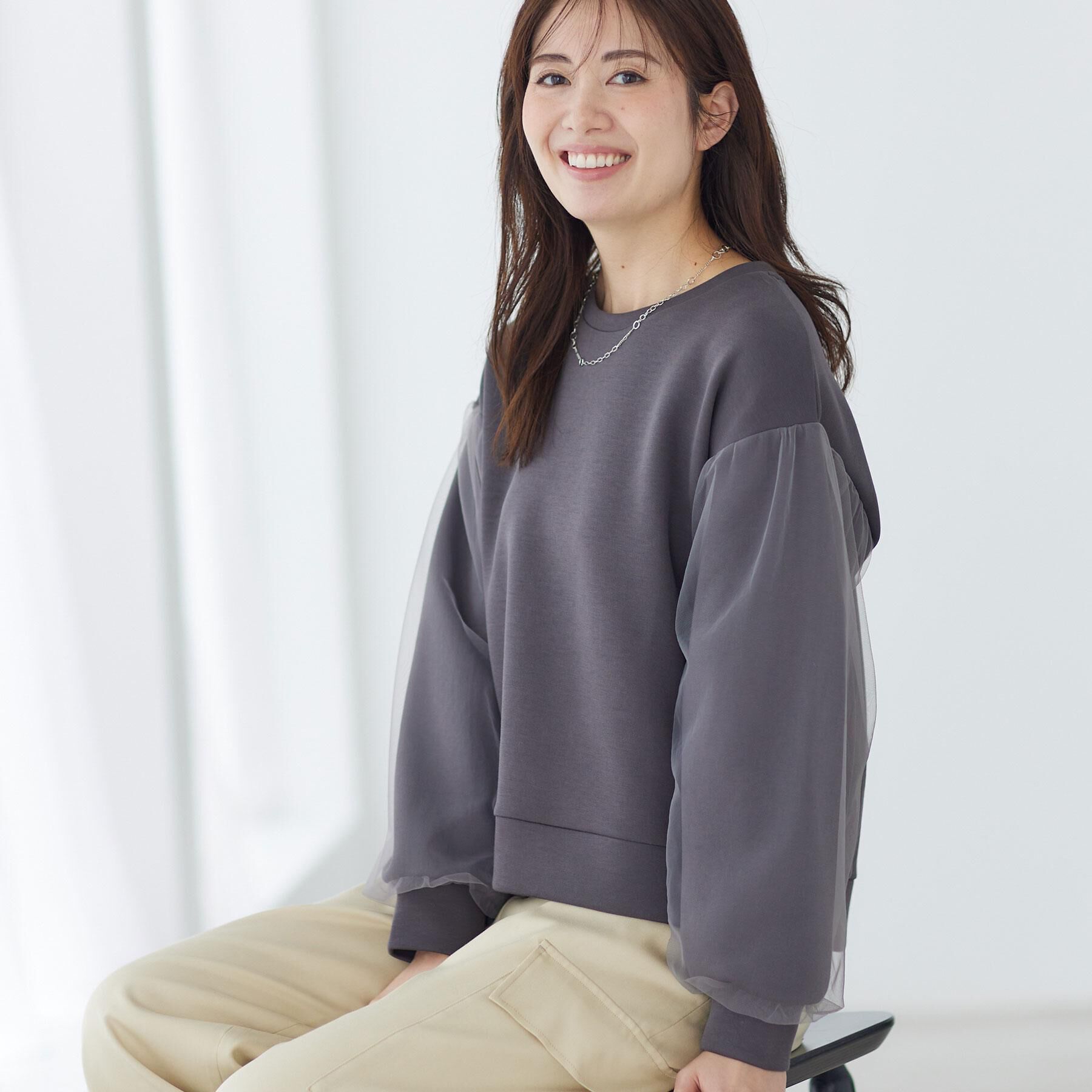 Reflect「チュールレイヤードスリーブプルオーバー」|Tシャツ・カットソー|