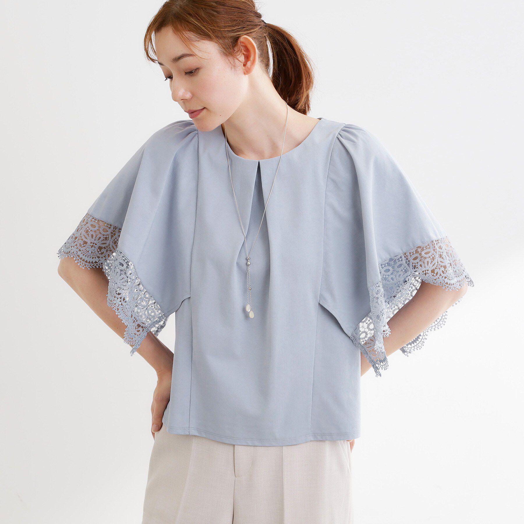 Reflect「【UVカット／接触冷感】レーススリーブジャージカットソー」|Tシャツ・カットソー|