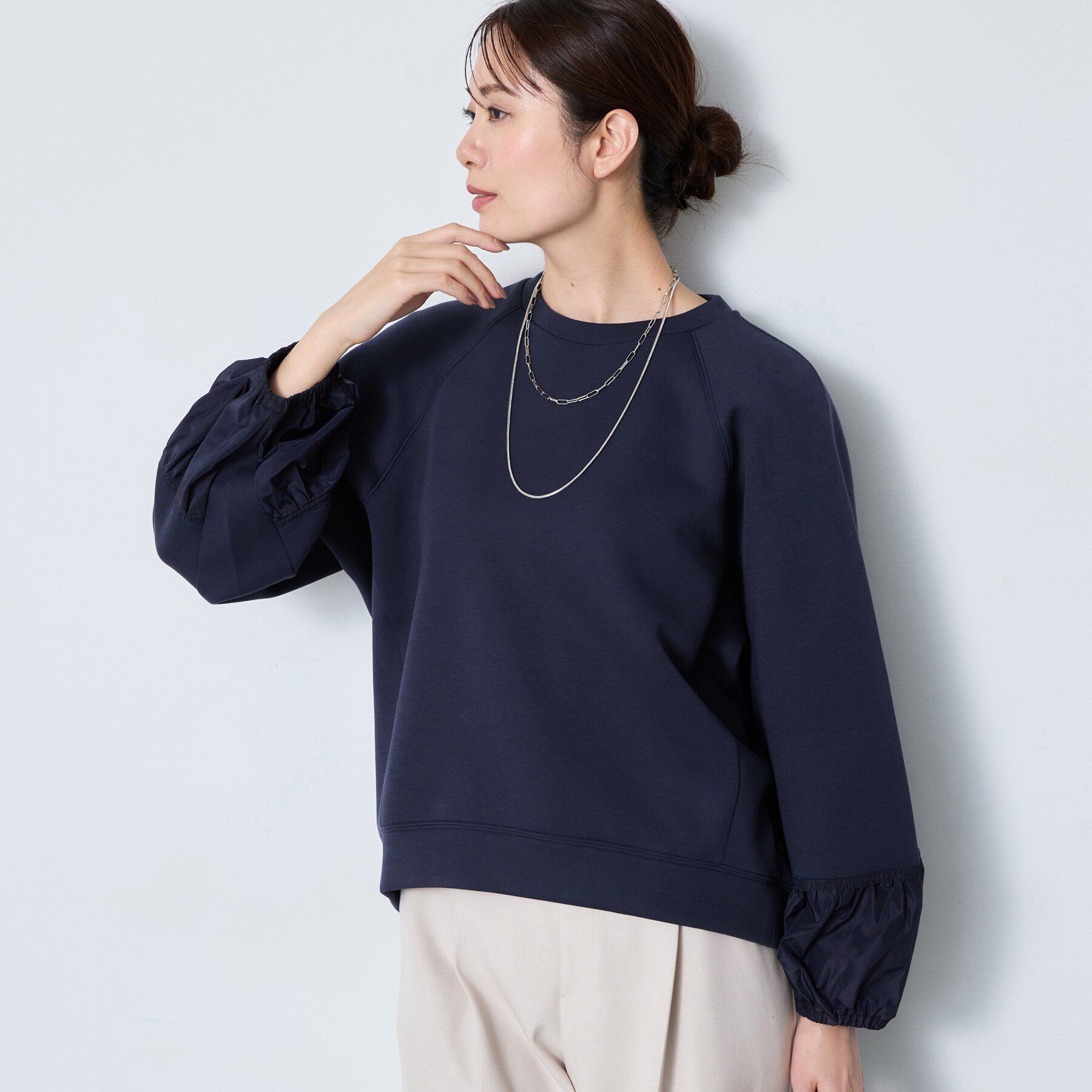 Reflect「【手洗い可】異素材切り替えデザインプルオーバー」|Tシャツ・カットソー|