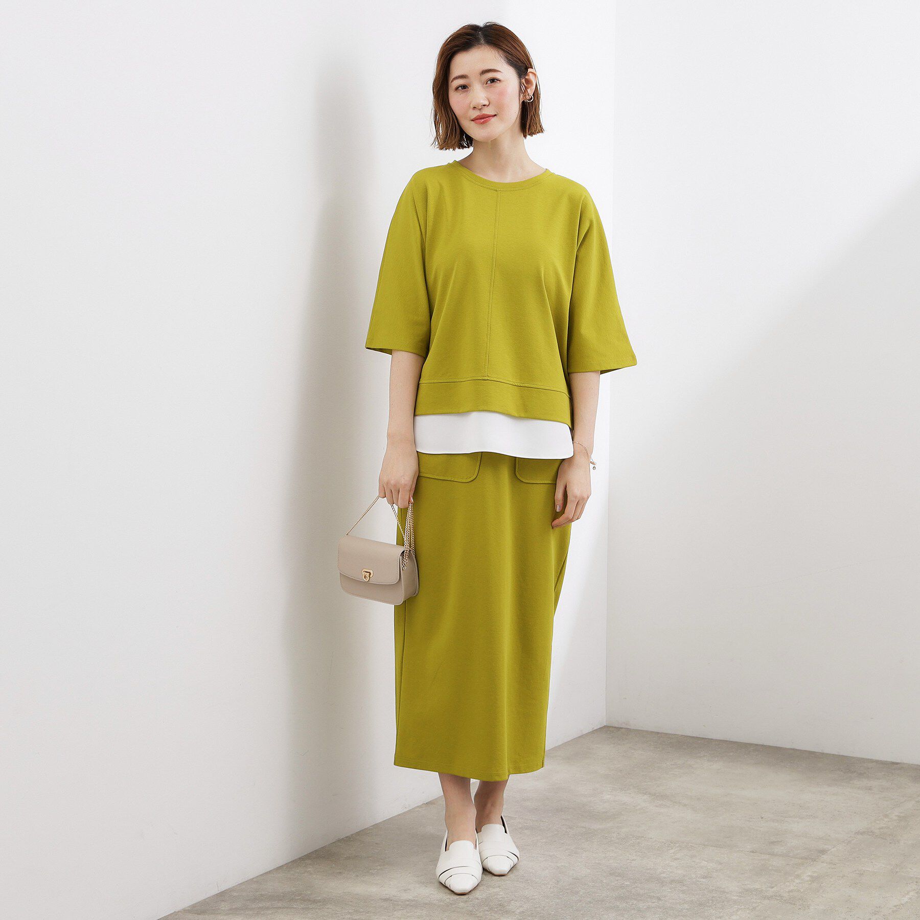grove「【時短コーデ】シルキーポンチレイヤード風セットアップ」|スーツ|