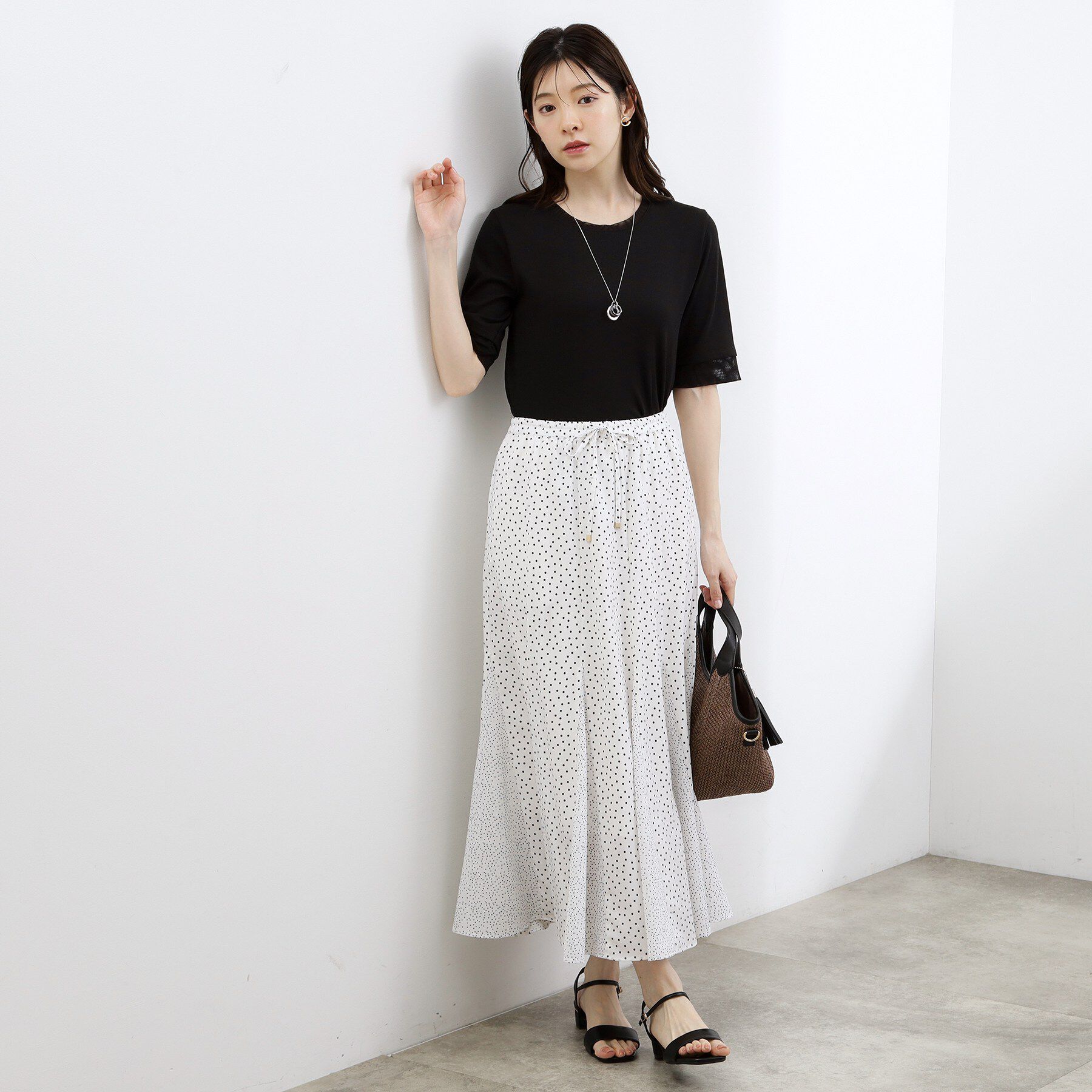 grove「【UVカット】チュールトリミング5分袖Tシャツ」|Tシャツ・カットソー|