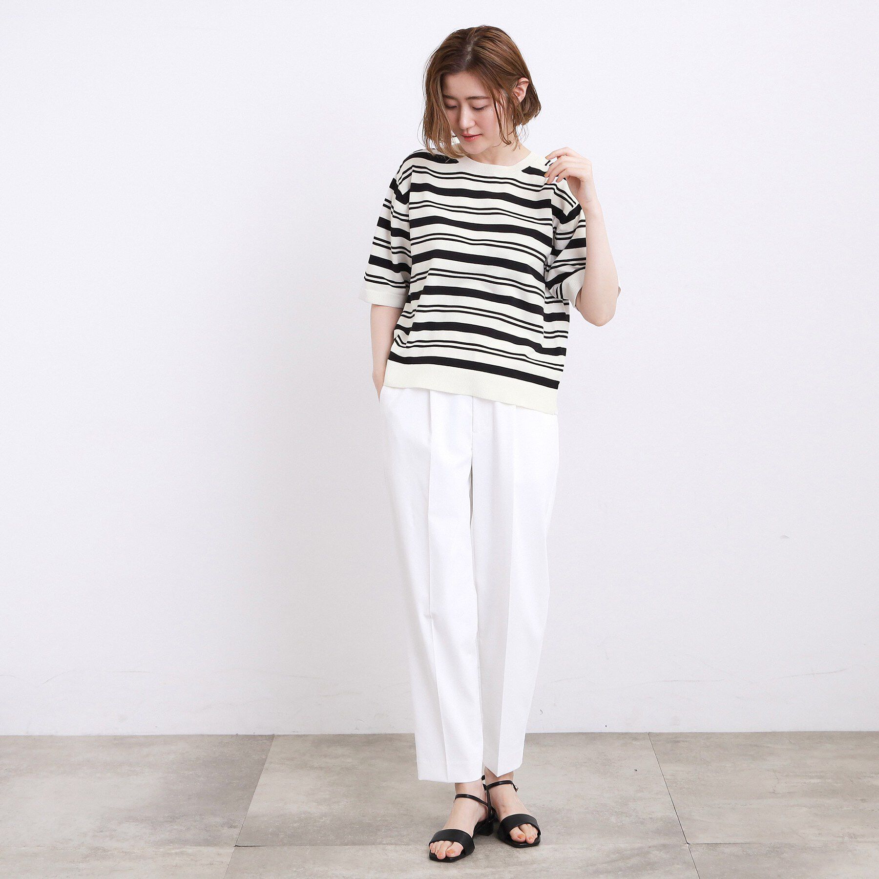 grove「【UVカット・洗濯機◎】Tシャツ感覚で着られるコットン混ニット」|ニット・セーター|