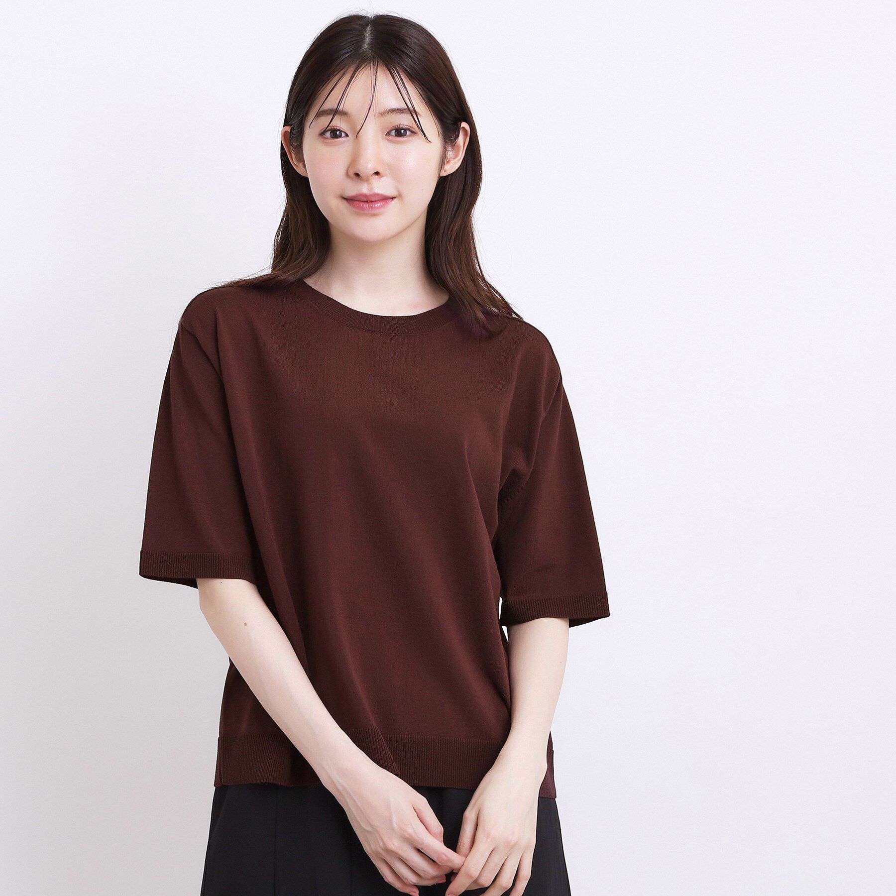 grove「【UVカット・洗濯機◎】Tシャツ感覚で着られるコットン混ニット」|ニット・セーター|