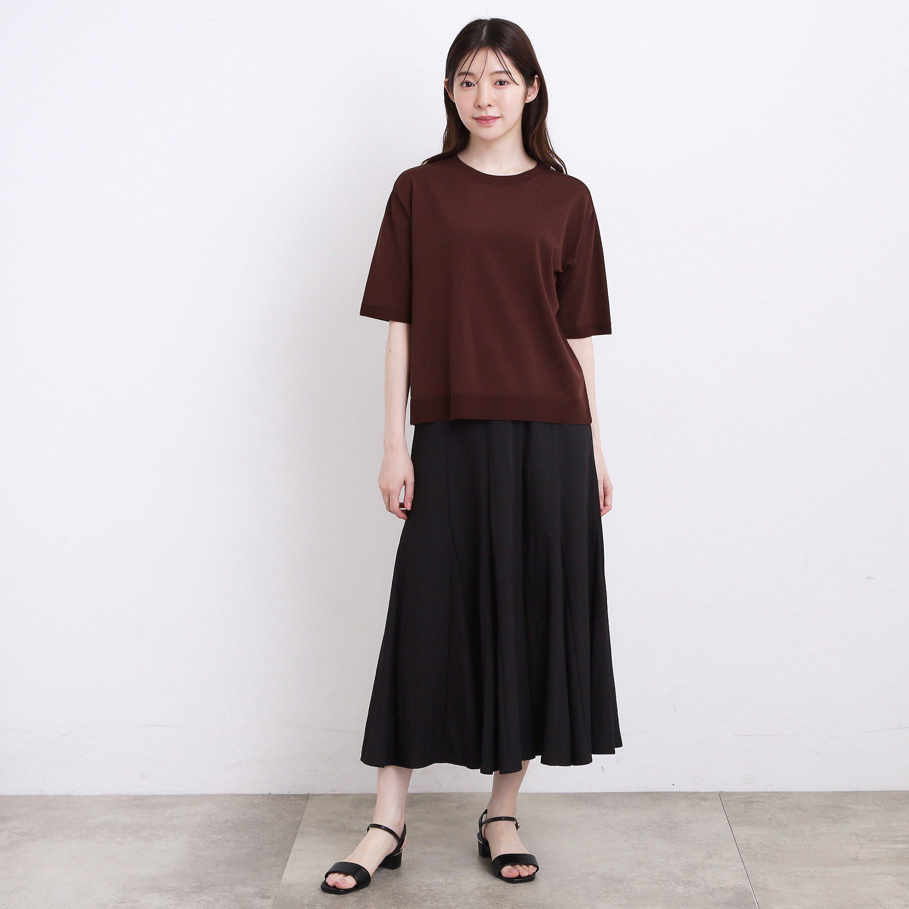 grove「【UVカット・洗濯機◎】Tシャツ感覚で着られるコットン混ニット」|ニット・セーター|