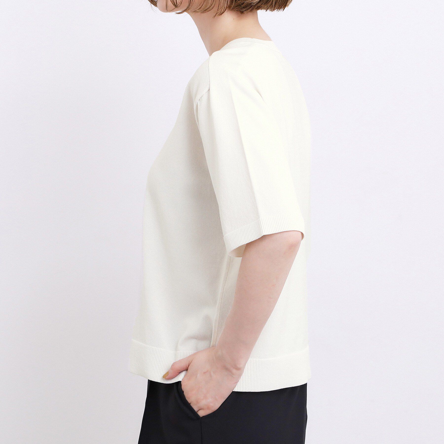 grove「【UVカット・洗濯機◎】Tシャツ感覚で着られるコットン混ニット」|ニット・セーター|