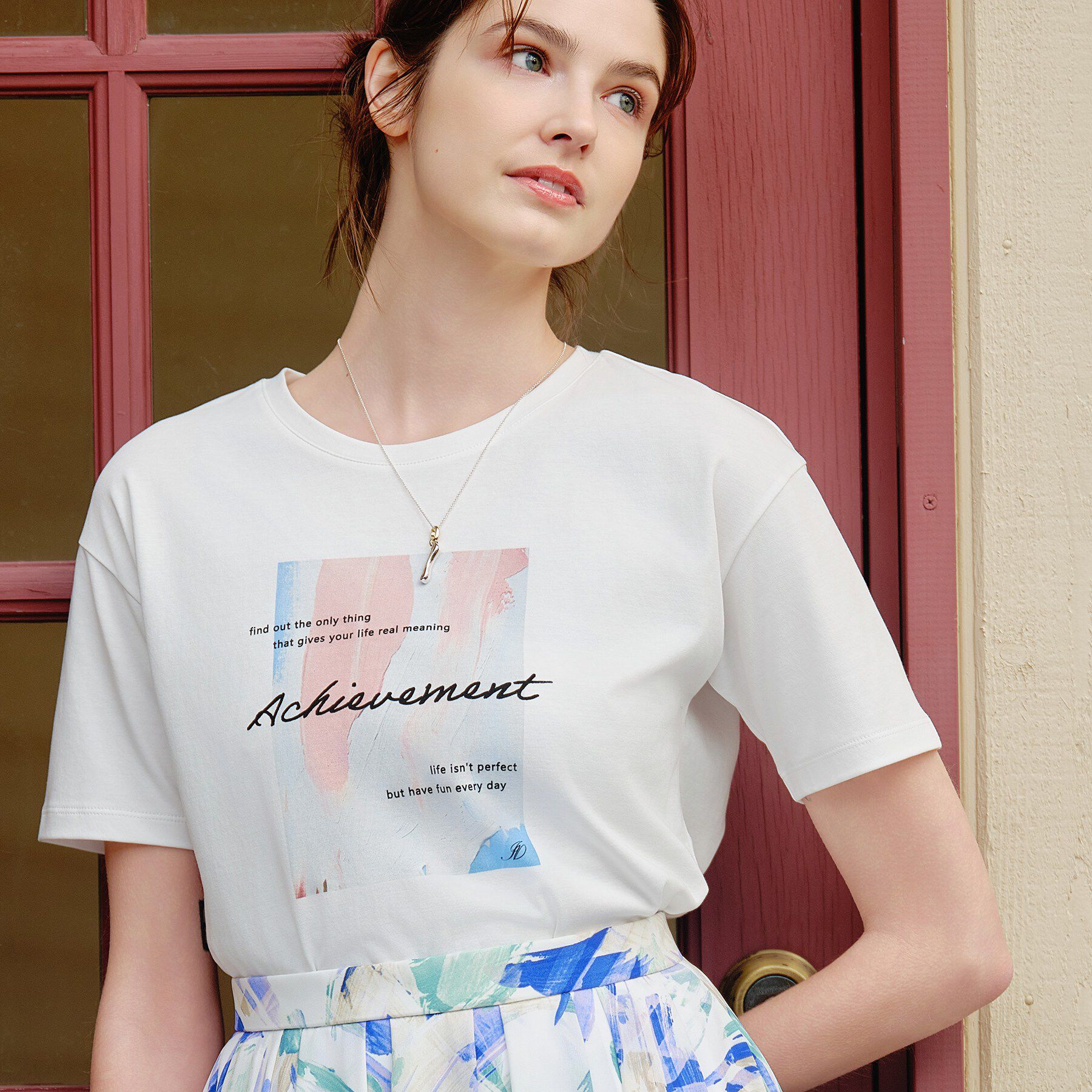 INDIVI「【UVケア／選べるグラフィック】スムースジャージTシャツ」|Tシャツ・カットソー|