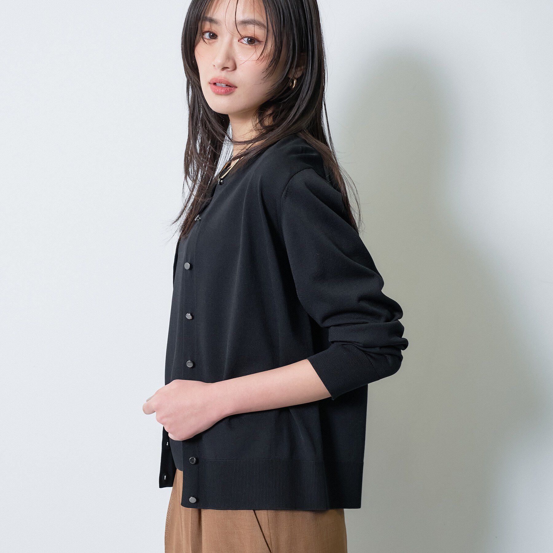 INDIVI「【UVケア/接触冷感／アンサンブル】丸首カーディガン＆袖スリット5分袖ニット」|その他|