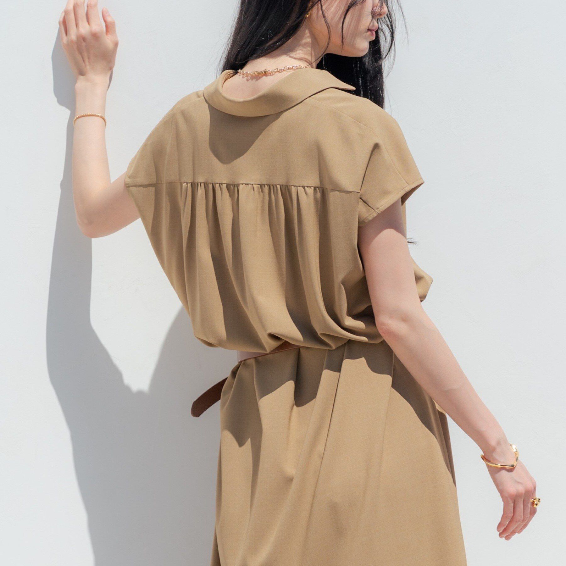 GALLEST「Comfy SET UP｜スキッパーワンピース【通勤／接触冷感／UVカット】」|ワンピース|