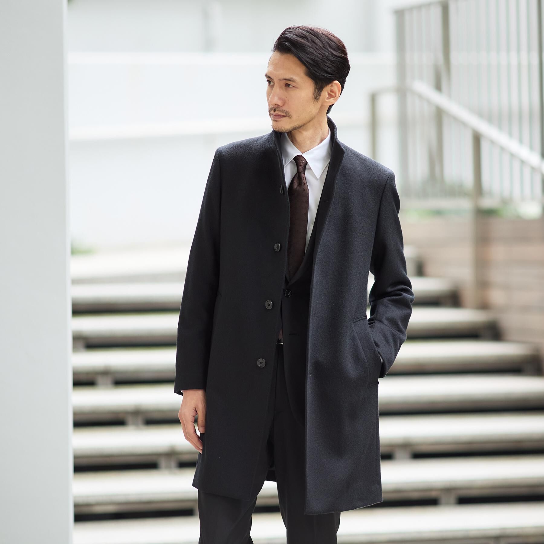 TAKEO KIKUCHI「【ウールカシミヤブレンド】ビーバー調 スタンドカラー コート」|その他|