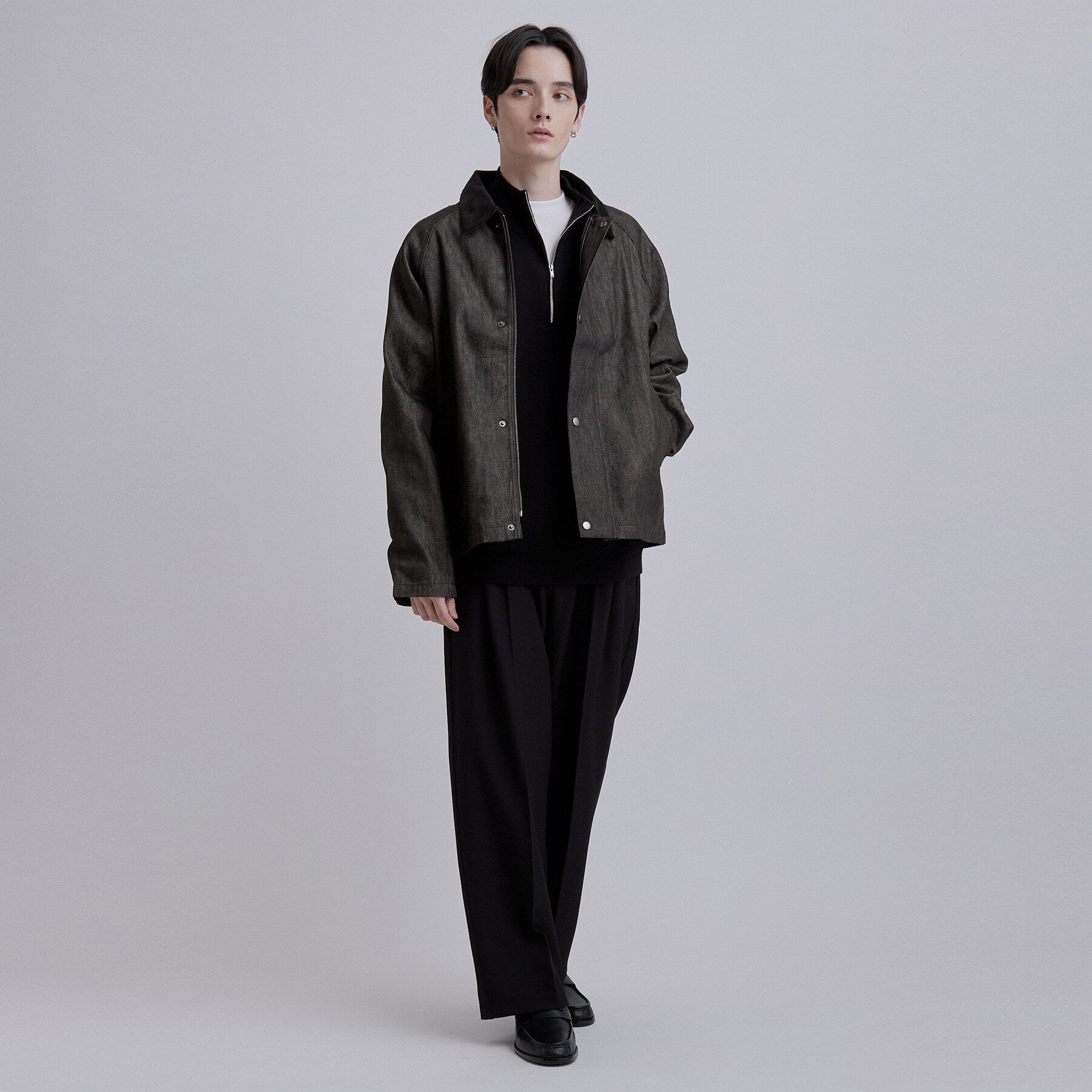 tk.TAKEO KIKUCHI「【色褪せしにくいデニム】Comfy Fadeless Denim Seriesデニムブルゾン」|ブルゾン・スタジャン|