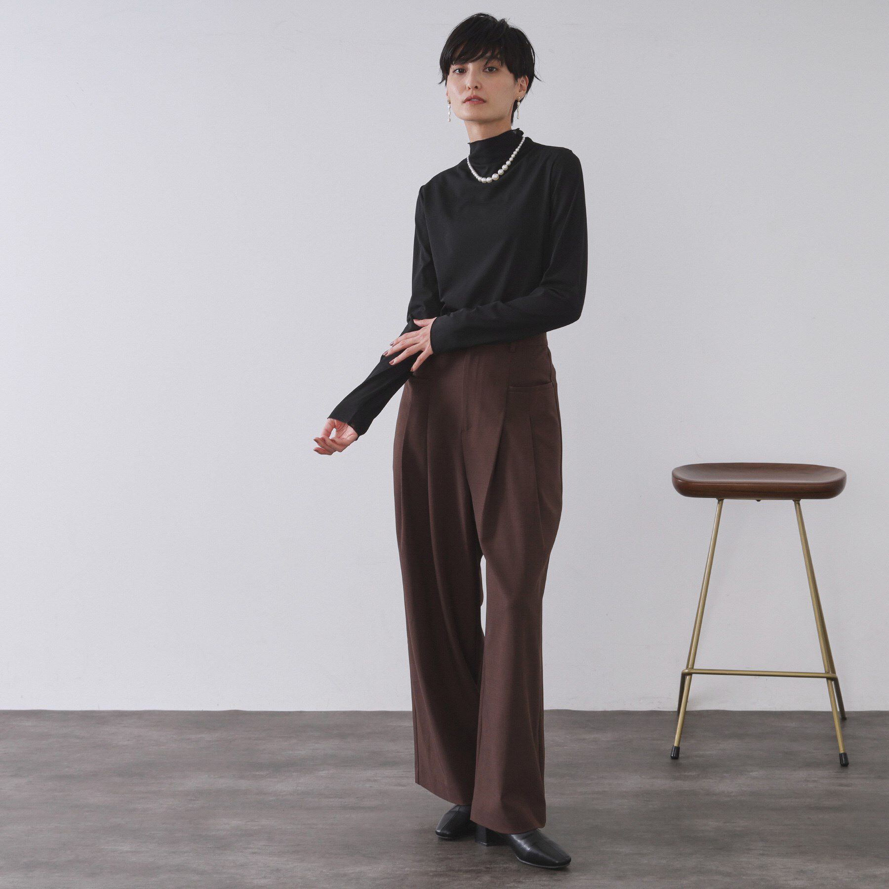 OPAQUE.CLIP「シアーハイネックトップス【洗濯機OK】」|Tシャツ・カットソー|