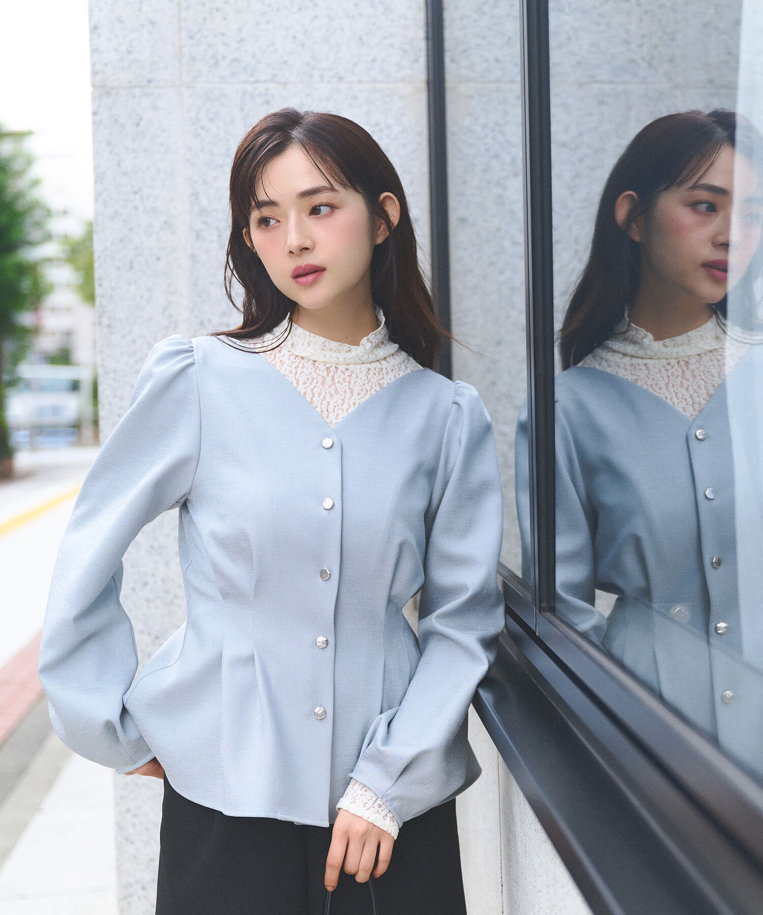  「＜ちょうど、いい服＞きゅっと、メリハリ仕掛けトップス 26AW」|シャツ・ブラウス|ライトグリー