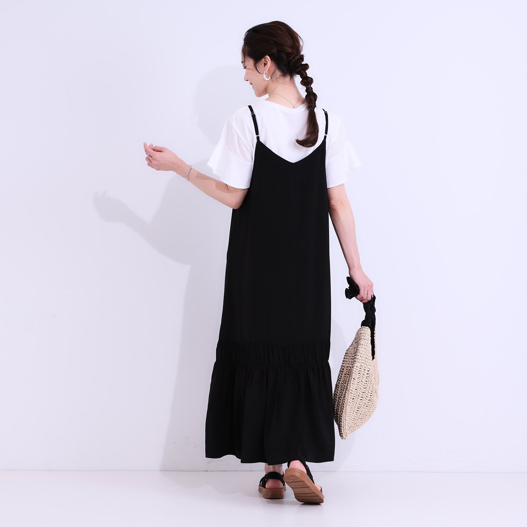 SHOO･LA･RUE「【ひんやり】シャーリングがアクセントに 大人のデザインキャミワンピース」|ワンピース|