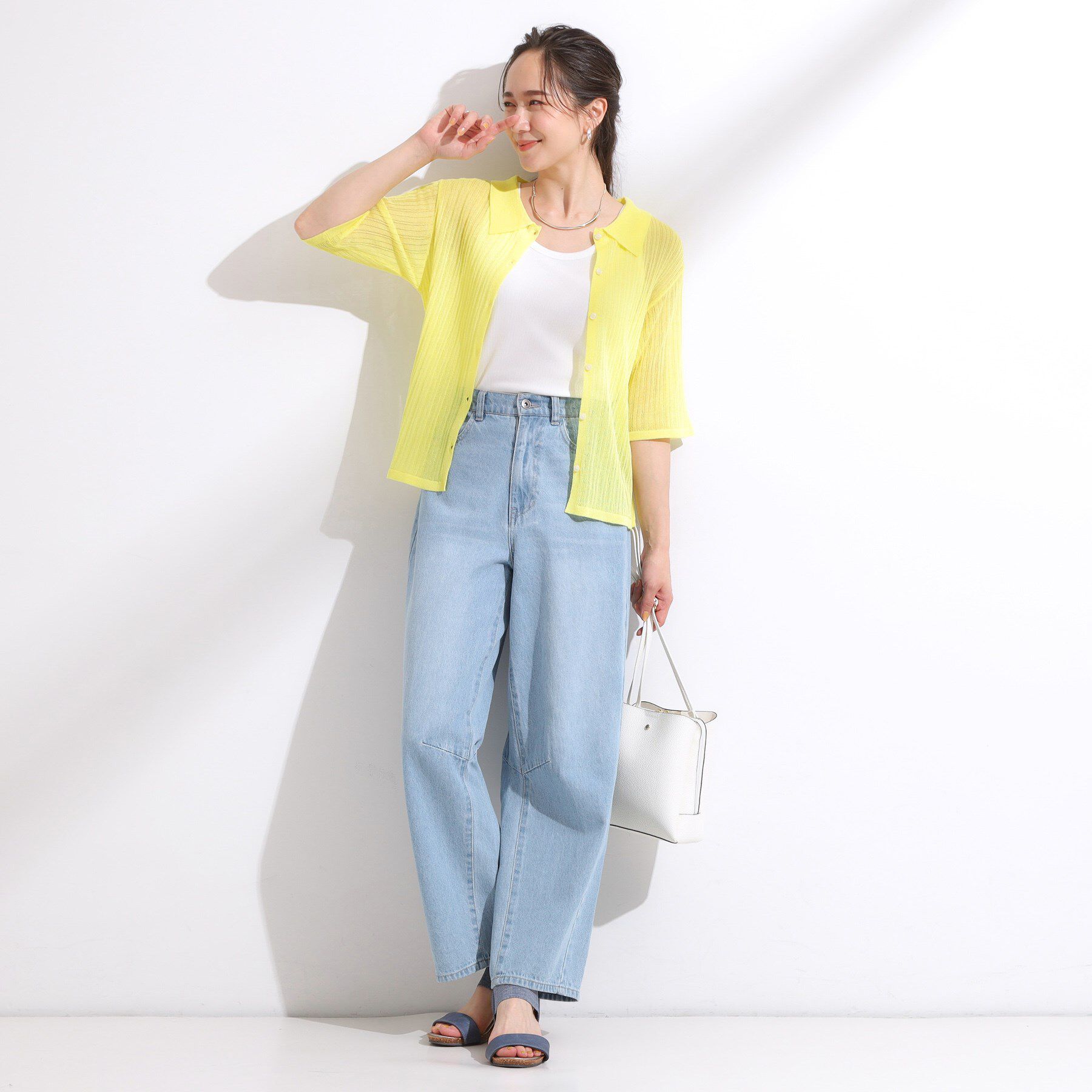 SHOO･LA･RUE「【洗える/S-LL】大人のシアー感 キラキラ リブニット」|ニット・セーター|