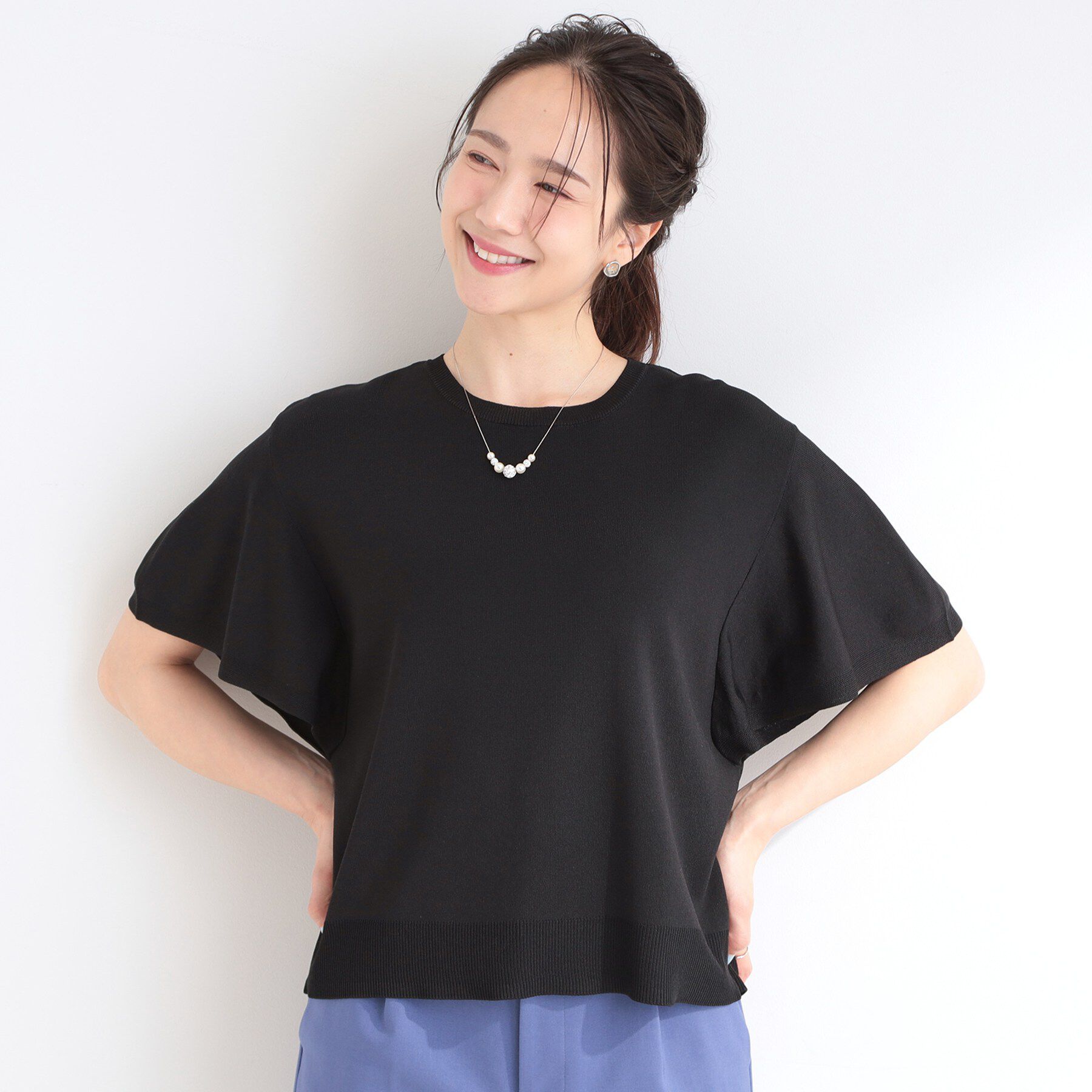 SHOO･LA･RUE「【S-LL】二の腕はカバーして魅せる フレアスリーブニット」|ニット・セーター|