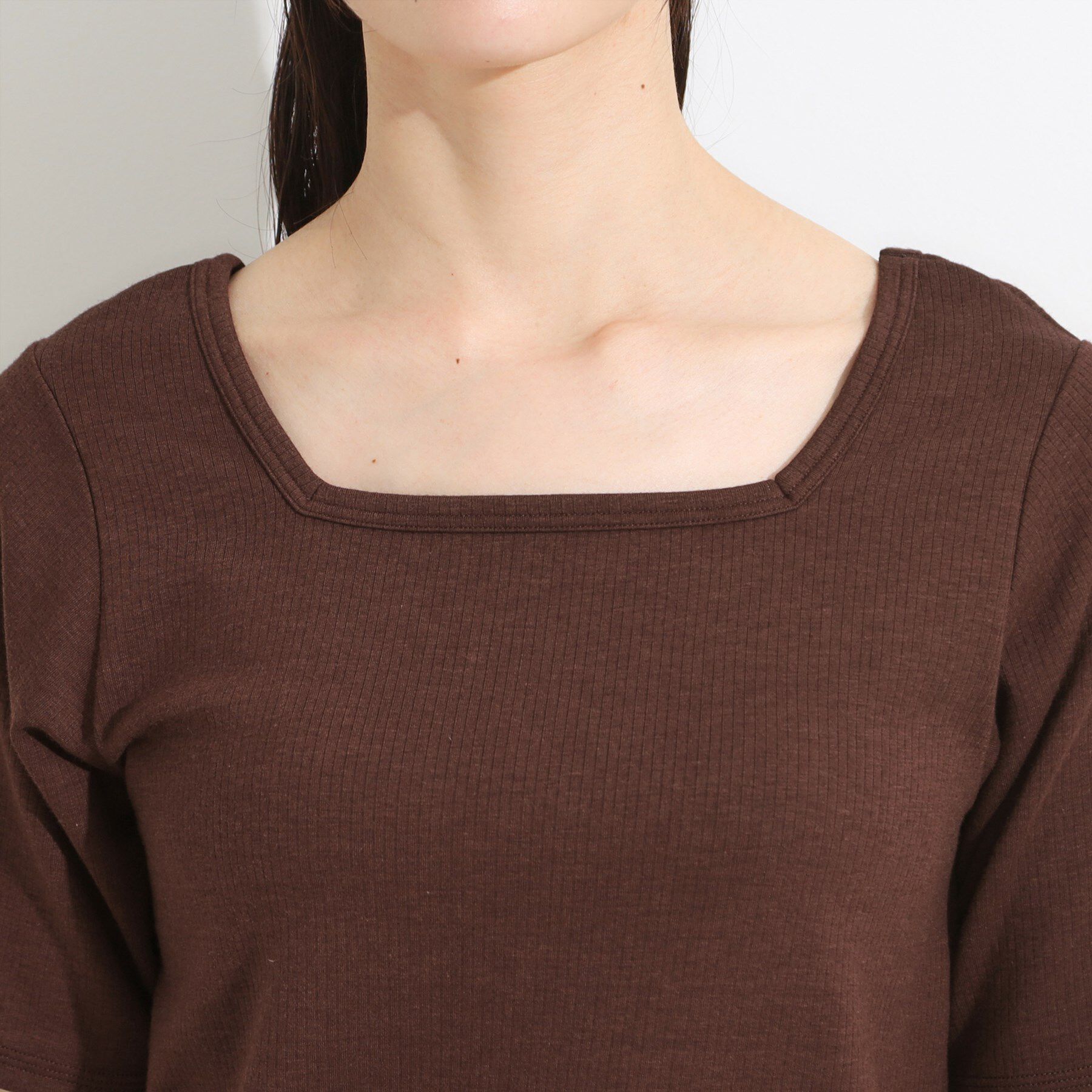 SHOO･LA･RUE「【S-LL/ひんやり/前後2WAY】シンプルだから使いやすい テレコTシャツ」|Tシャツ・カットソー|
