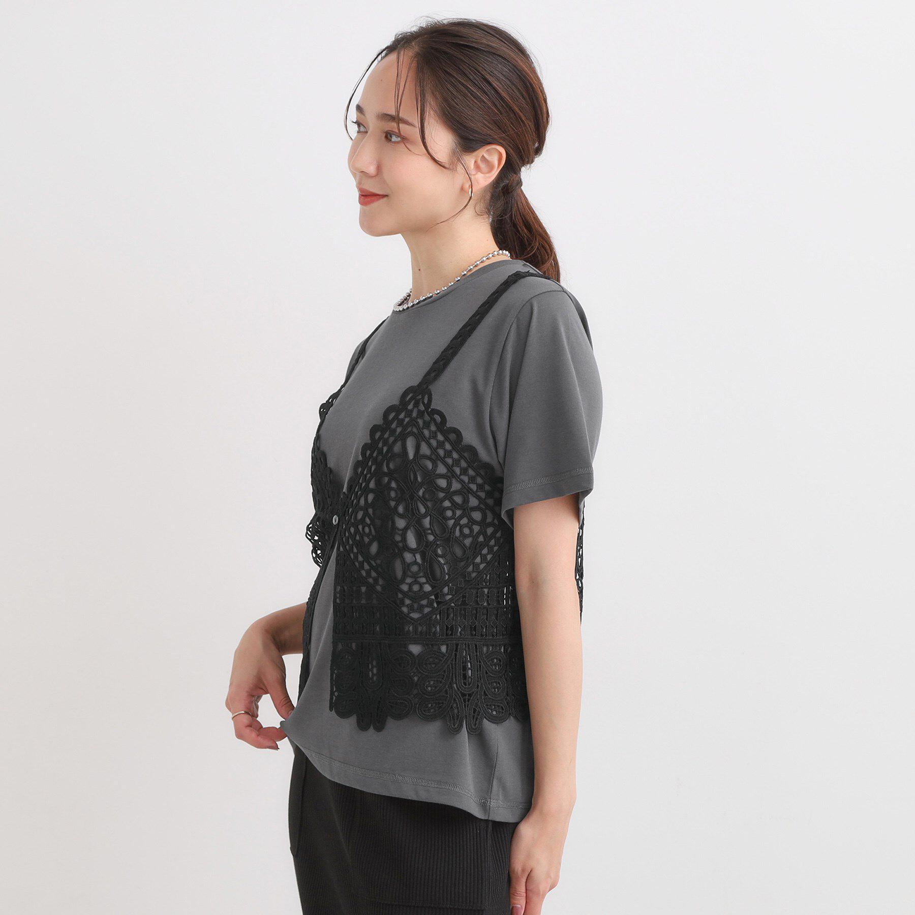 SHOO･LA･RUE「【2点セット/ひんやり】レースビスチェ＋Tシャツ」|その他|