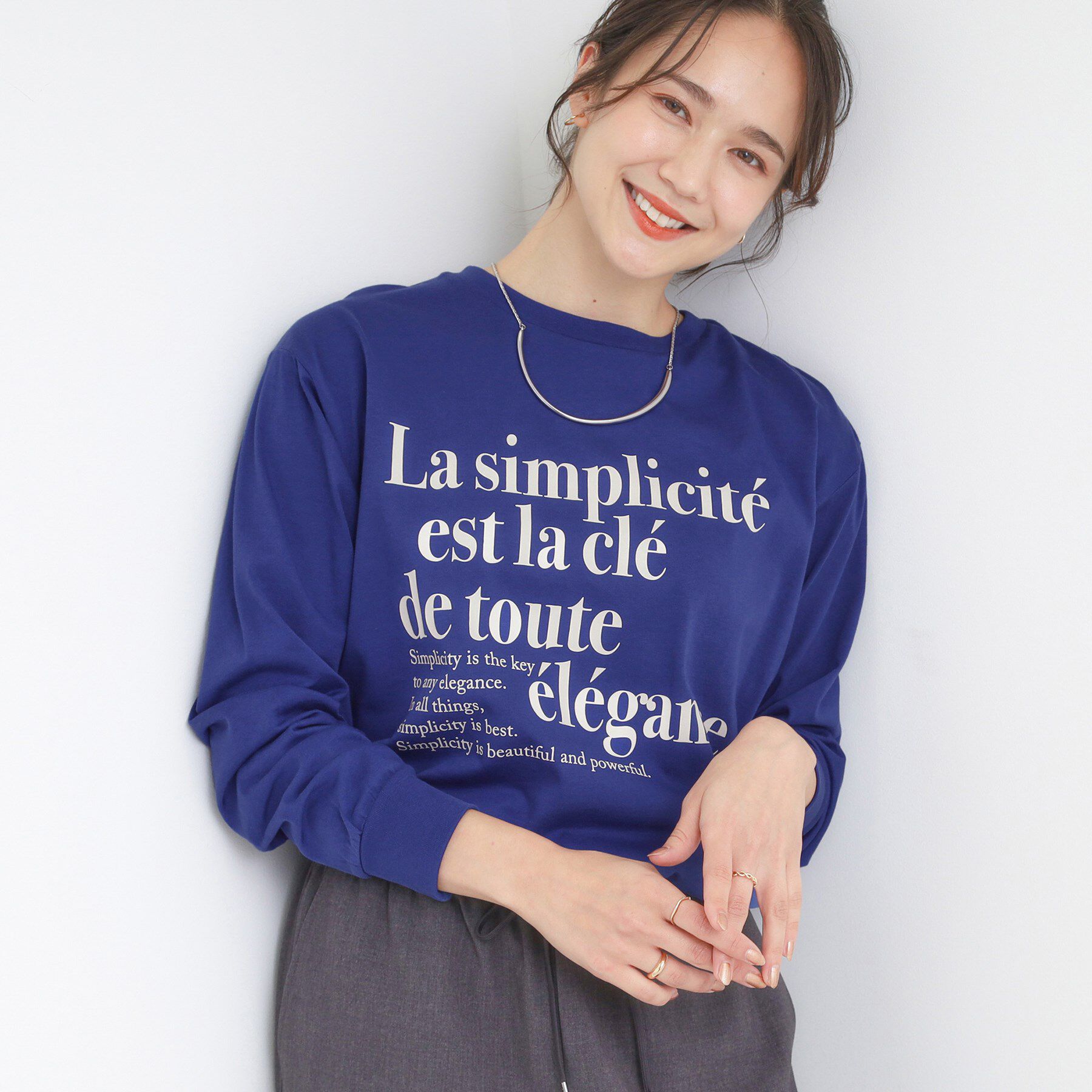 SHOO･LA･RUE「グラフィックアソート ベーシックロンT」|Tシャツ・カットソー|ブルー(693)