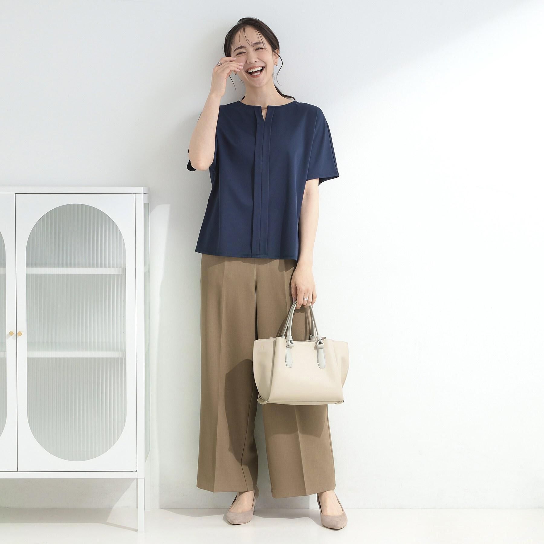 SHOO･LA･RUE「【着丈選べる/洗濯後しわになりにくい/S-LL】大人の上品シルエット センタープレスタックワイドパン」|その他|