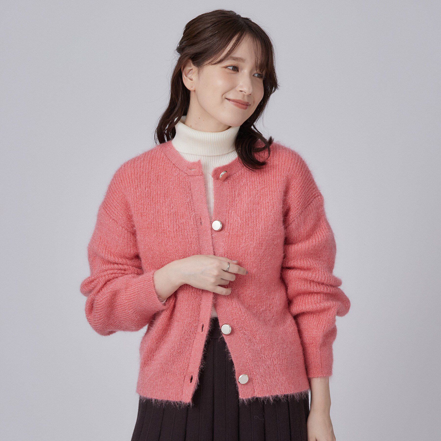 SHOO･LA･RUE「【S-LL】ゆるもこ シャギーニットカーディガン」|カーディガン|