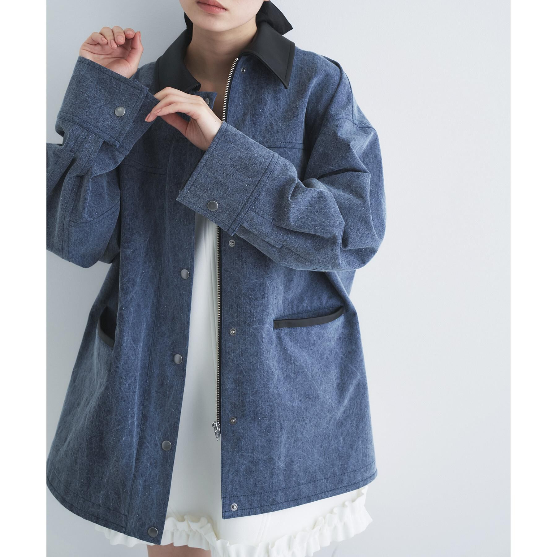 CODE A「pigment denim coverall」|ステンカラーコート|