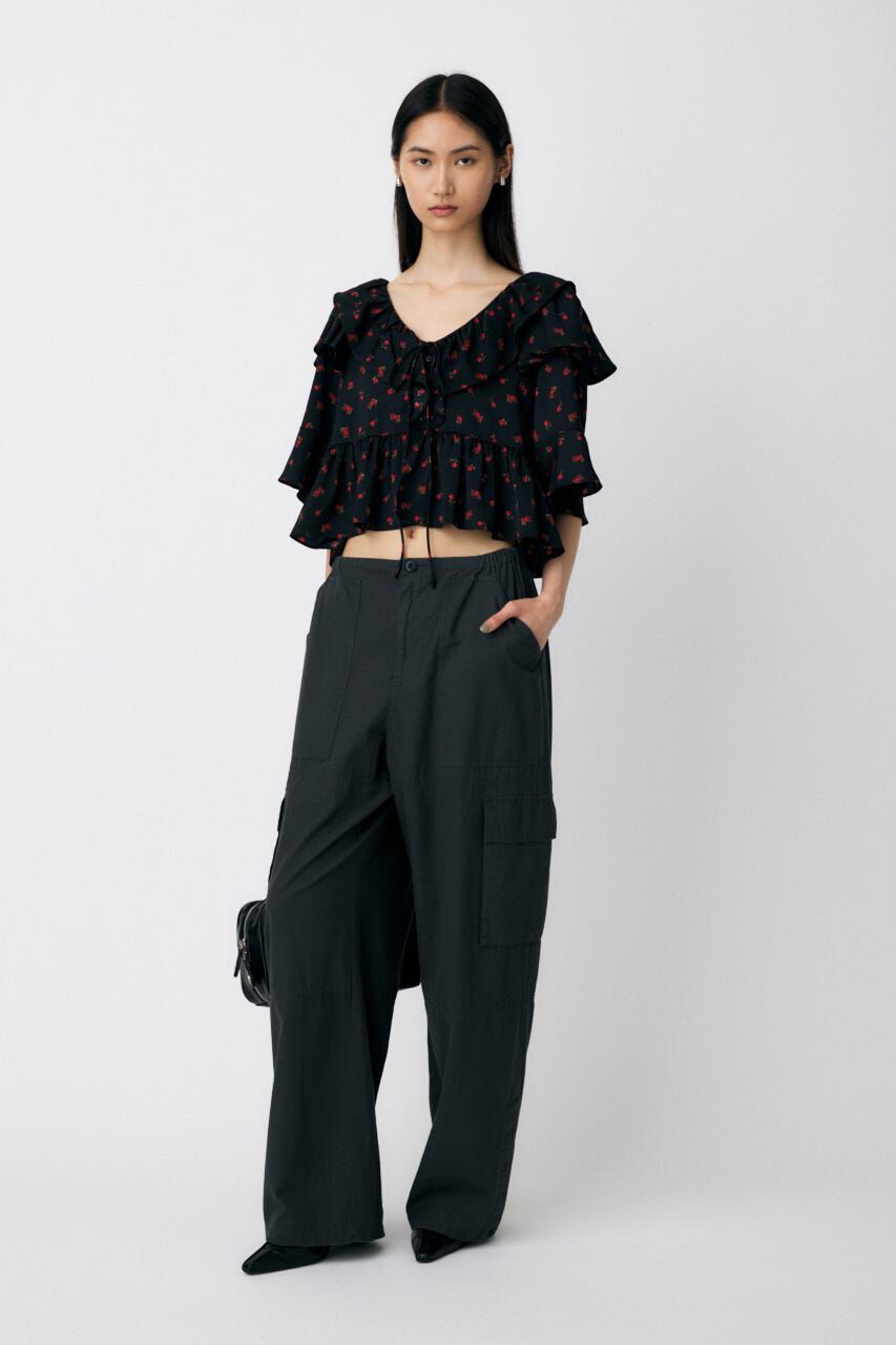 MOUSSY「FLOWER PATTERN フリルトップス」|シャツ・ブラウス|