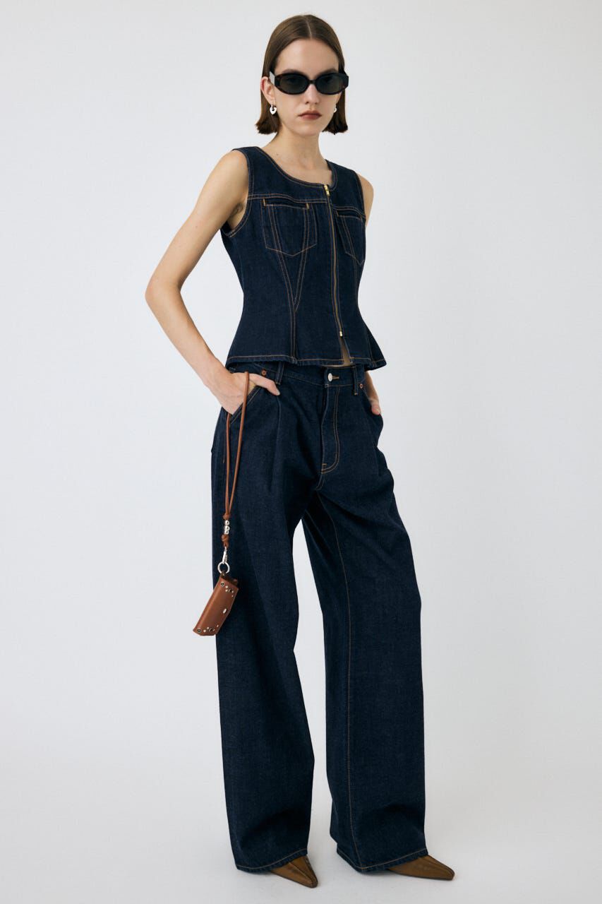 MOUSSY「TUCK WIDE ストレートデニム」|デニム|