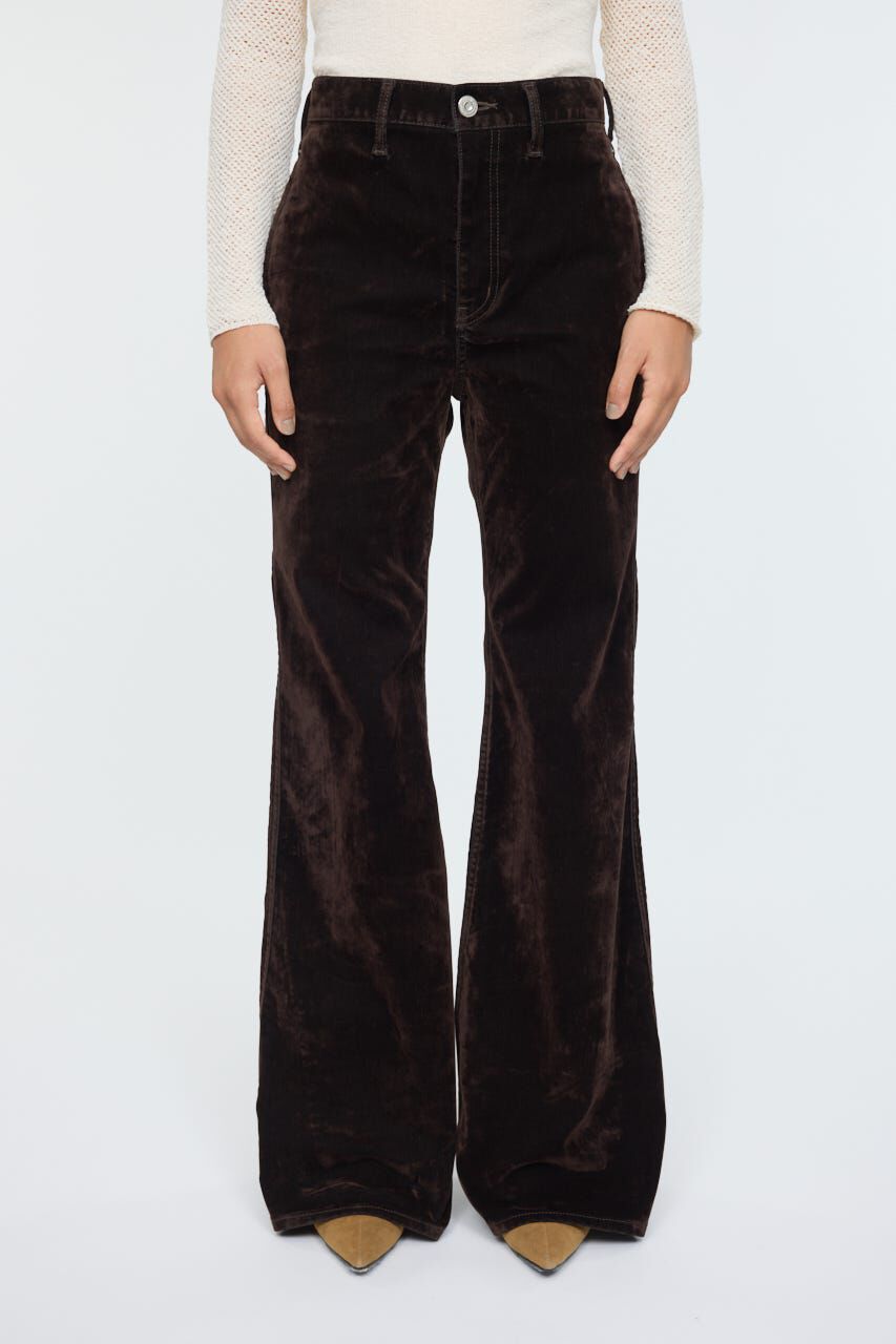 MOUSSY「VELVET LONG LEG フレア」|デニム|BRN