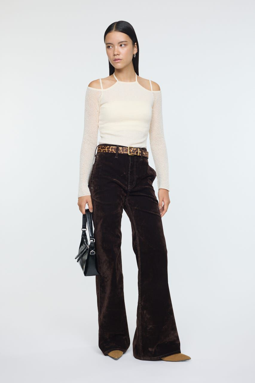 MOUSSY「VELVET LONG LEG フレア」|デニム|