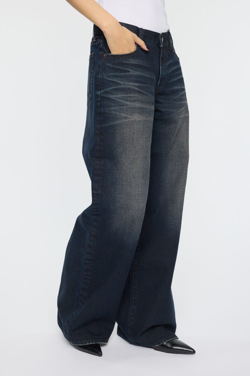 MOUSSY「DIRT EFFECTED WIDE STRAIGHT デニムパンツ」|デニム|