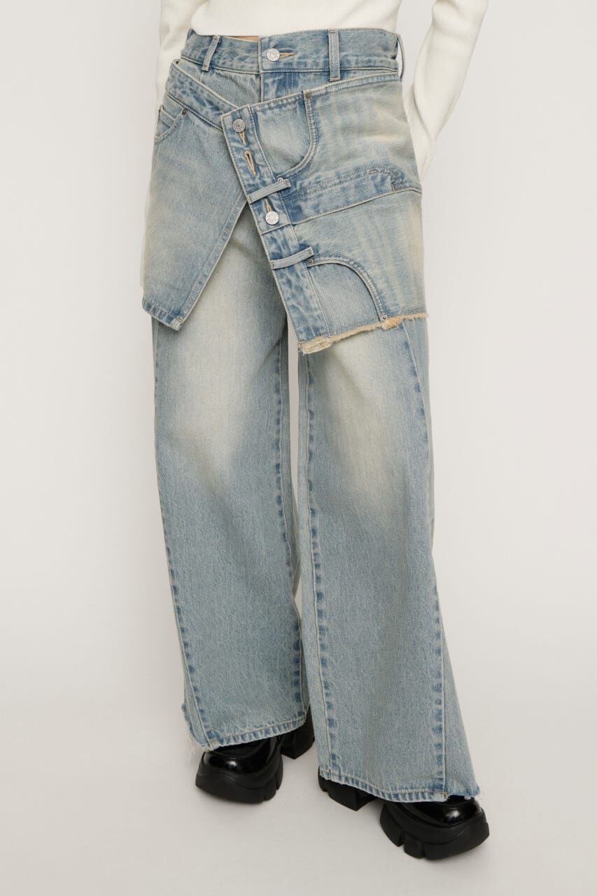 SLY「REMAKE ASYMMETRY L／W DENIM パンツ」|デニム|L/BLU1