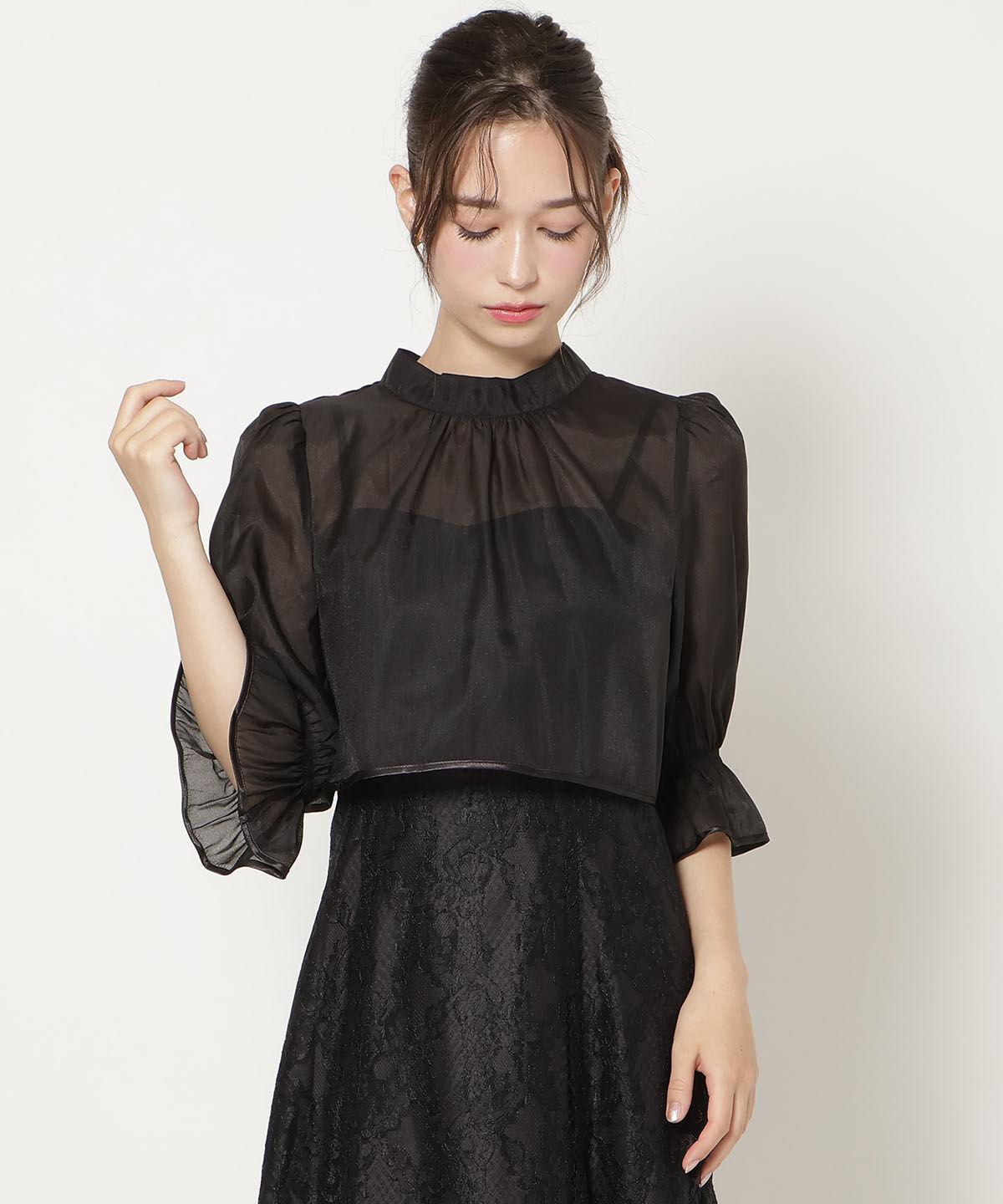 WILLSELECTION「バッククロスブラウス&times;レースキャミワンピース」|ドレス|