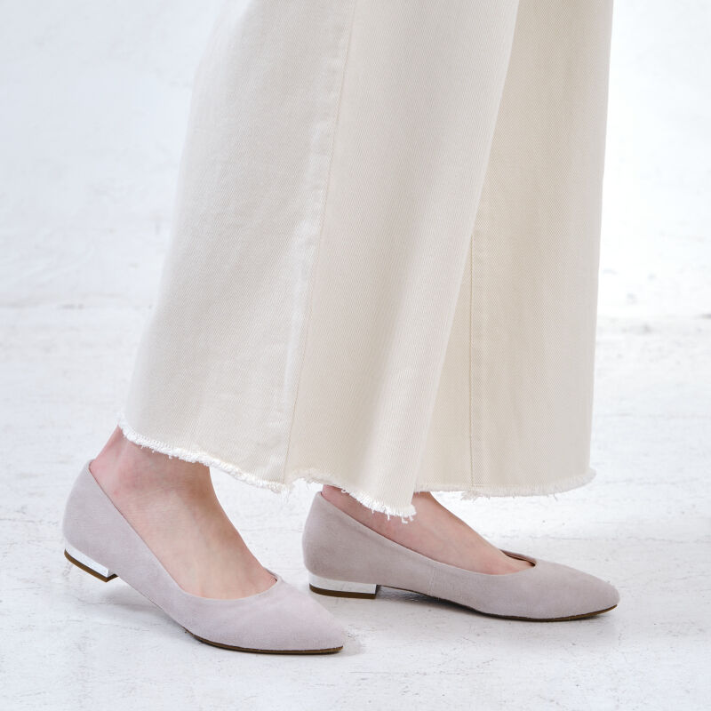 ORiental TRaffic「【アウトレット価格】本革スエードフラットパンプス/R-6002」|パンプス|GREY