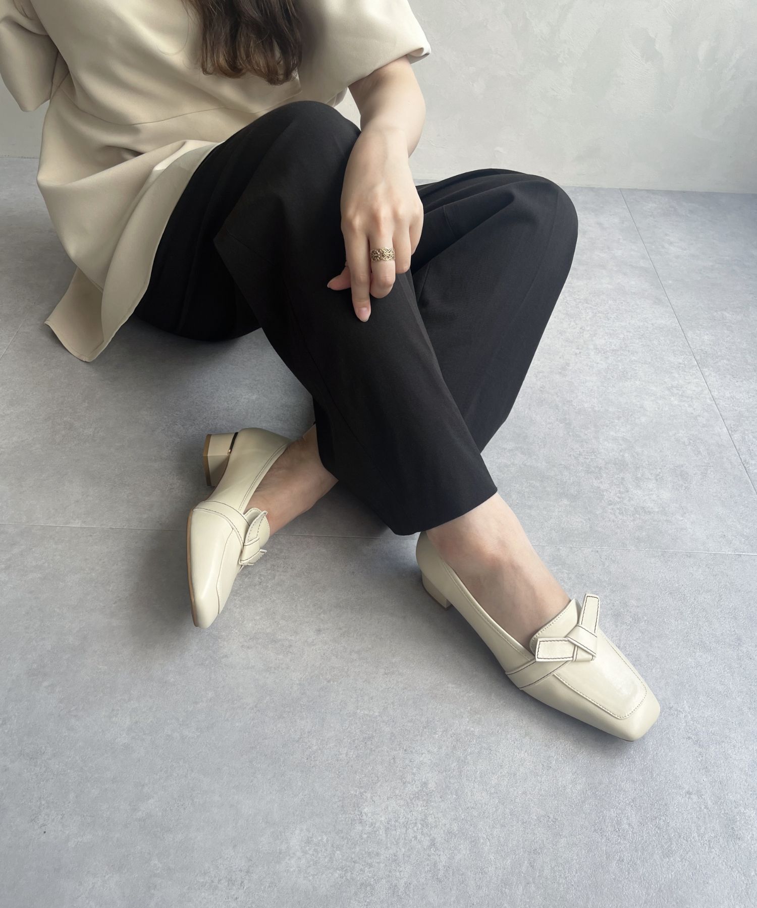 ORiental TRaffic「【WEB限定】リボンデザイン 甲深パンプス /55301 ヒール3.5ｃｍ ヒールローファー」|パンプス|BEIGE