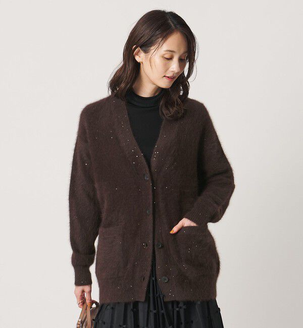 UNITED ARROWS「フォックスカシミヤ スパンコール ミドル カーディガン」|カーディガン|